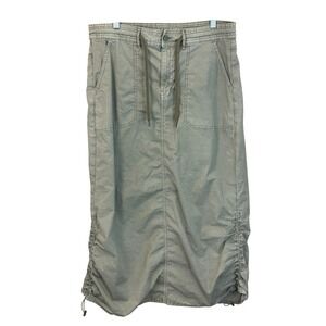 American Eagle Snappy Convertible Olive Green Stretchy Maxi Skirt Cotton Size 14